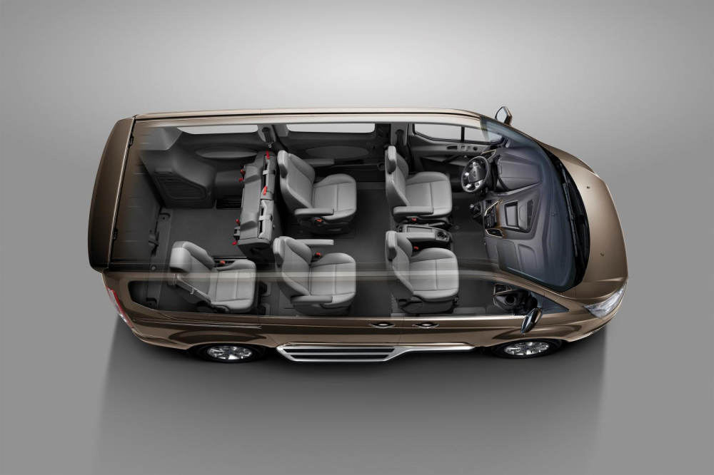 Hệ thống ray trượt ở 2 hàng ghế sau giúp Ford Tourneo tùy biến được không gian bên trong