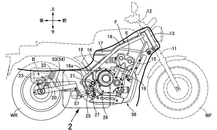 Bản vẽ được cho là mẫu Honda Scrambler 500 đang được Honda nghiên cứu