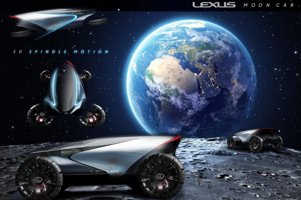 Lexus Lunar Cruiser sử dụng bánh xe có thể bẻ góc 90 độ và chuyển sang trạng thái bay