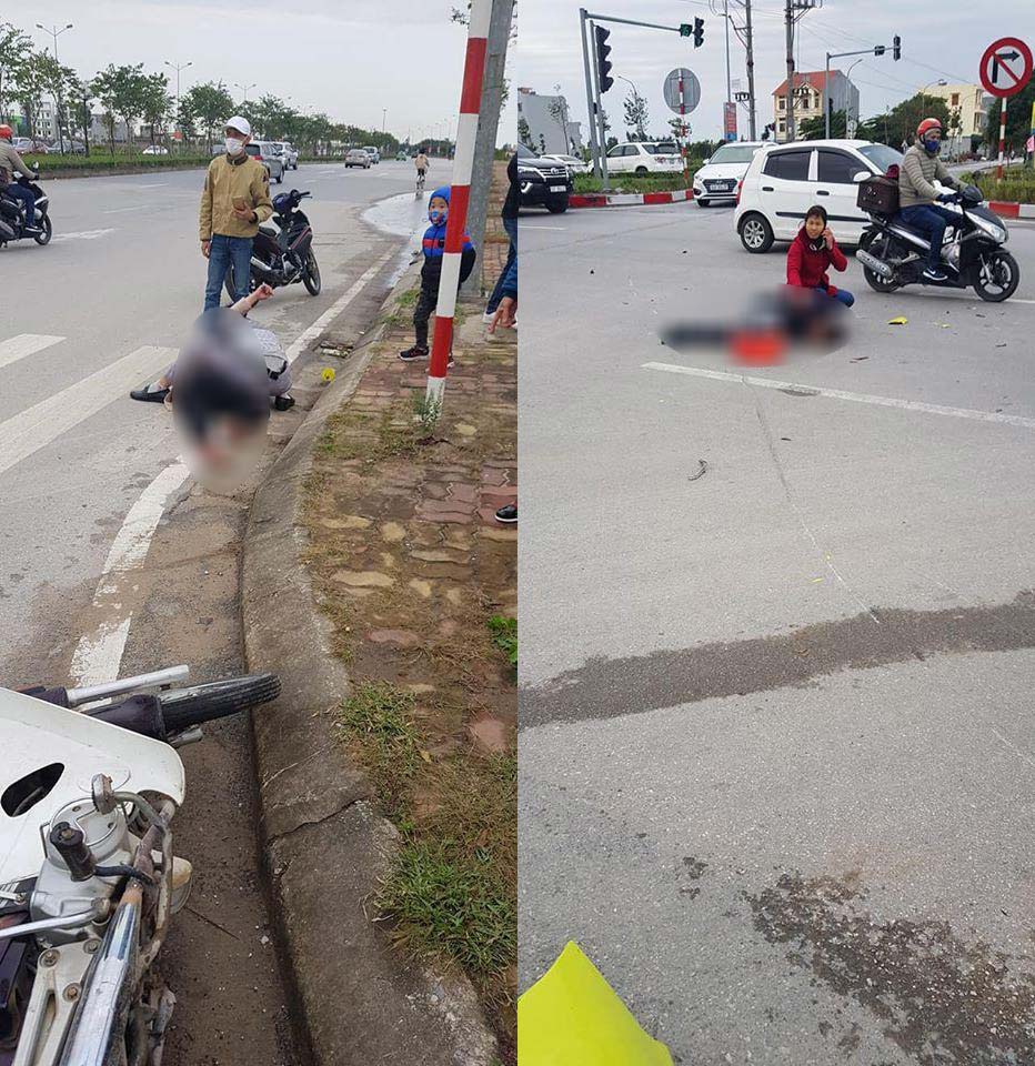 Hai người đi xe máy nằm bất tỉnh trên mặt đường