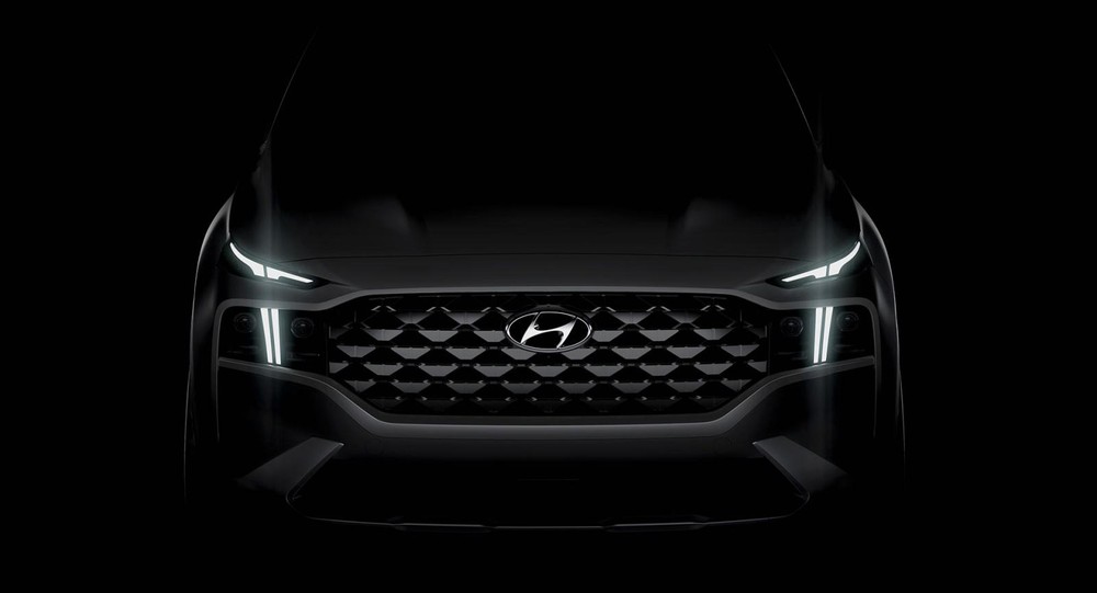 Hình ảnh hé lộ thiết kế đầu xe của Hyundai Santa Fe 2021 bản Luxury