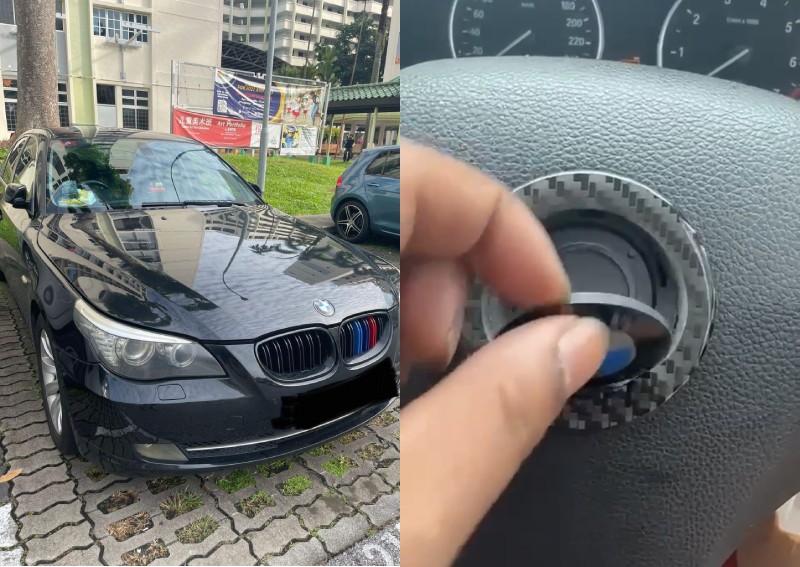 Chiếc BMW 5-Series mà anh Tan mua thậm chí còn bị bong cả logo trên vô lăng