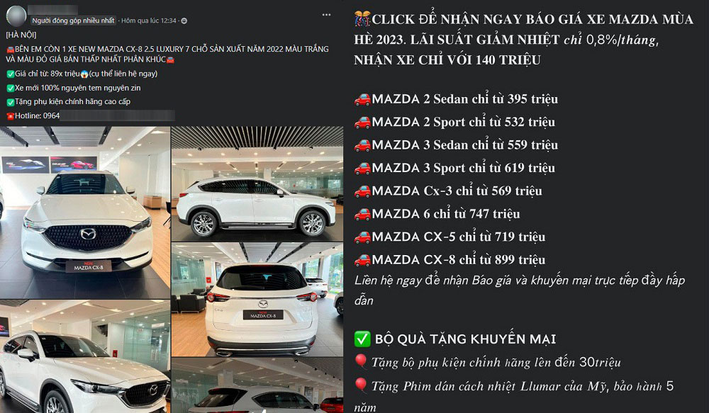 Giải phóng hàng tồn, đại lý rao bán Mazda CX-8 với giá chưa đến 900 triệu đồng