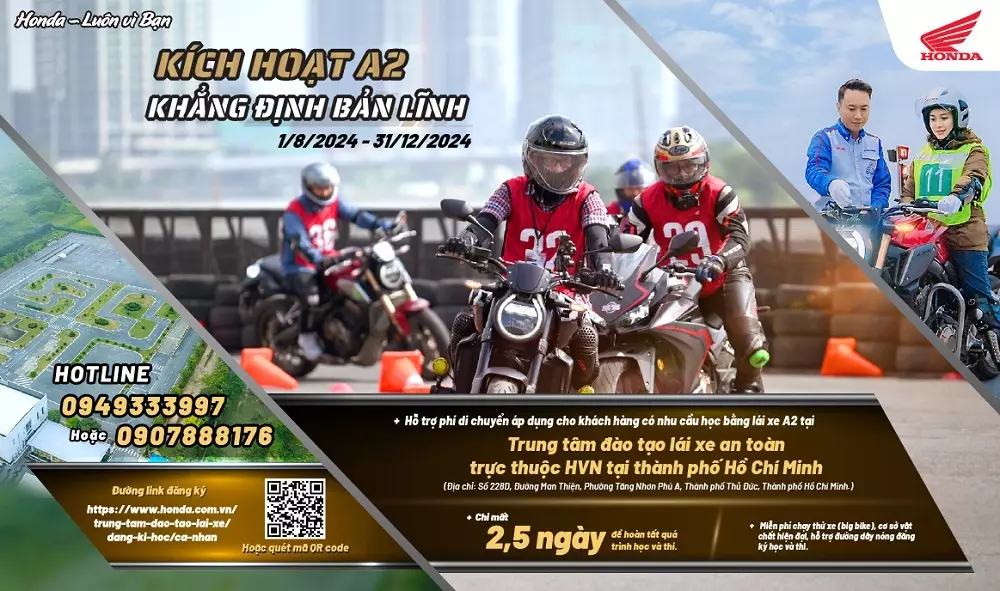 Honda Việt Nam hỗ trợ đưa đón khách hàng khi học bằng A2 tại Trung tâm đào tạo An toàn giao thông ở Tp. Hồ Chí Minh Honda Việt Nam hỗ trợ đưa đón khách hàng khi học bằng A2 tại Trung tâm đào tạo An toàn giao thông ở Tp. Hồ Chí Minh